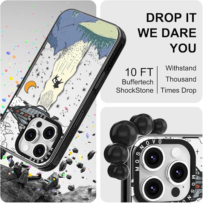 MOSNOVO Case for iPhone 16 Pro, [10ft 4X Military-Grade Drop Protection] Durable & Shockproof Phone Case Cover Design for iPhone 16 Pro - UFO - Clear Black
