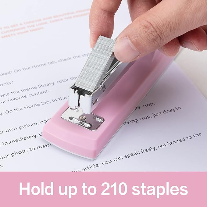 Deli Stapler, Desktop Stapler, 2 Pack, Office Staplers, 25 Sheet Capacity, Includes 2000 Staples and 2 Staple Removers, 2 Pack, Pink