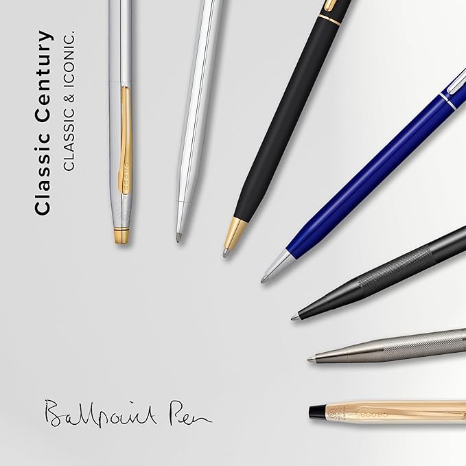 Cross Classic Century Refillable Ballpoint Pen Presented in a Luxury Gift Box - Medium Point, Black Ink, Brushed Black