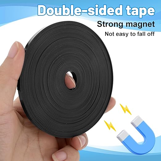 Black Magnetic Tape Roll Thin Strips, 1/4 inch x 25 feet Magnetic Whiteboard Graphic Decorative Tape Marking Line for Classroom Office Fridge Charts Graphic Decorative