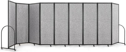 Folding Room Partition,Privacy Room Screen with Arms,Office Dividers Partition Wall,18'5"L* 6'7"H,Light Grey