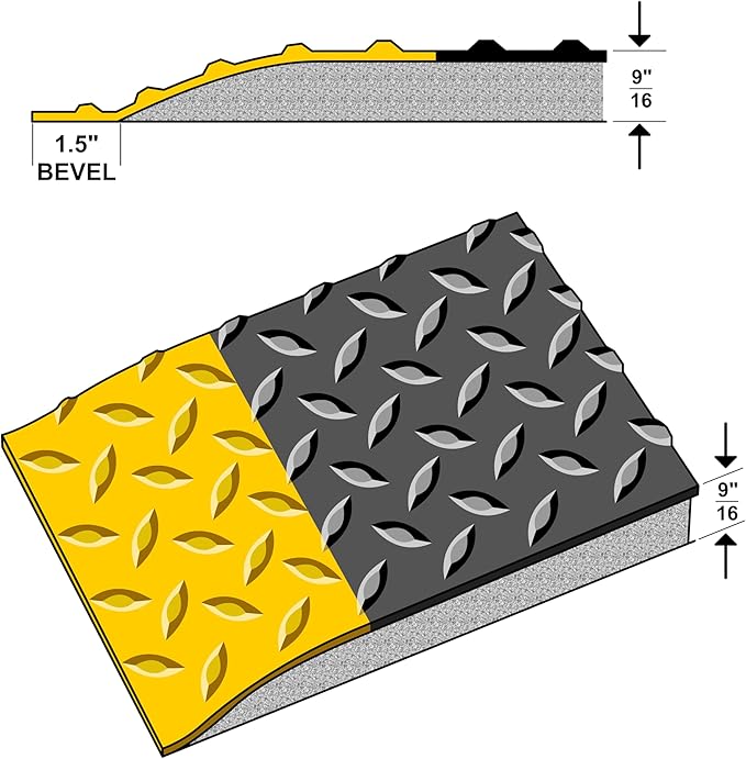Rhino Mats, American Classic Diamond Anti-Fatigue Mats, Industrial Ergonomic Comfort Standing Mat for Work, Home, Garage, Office, Kitchen or Anywhere (Black/Yellow 9/16" Thick, 2 FT. x 20 FT.)