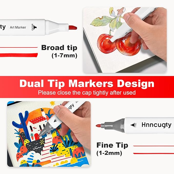 Alcohol Markers 100 Colors, Dual Tips Coloring Art Markers Set with Case & Holders, Chisel & Fine Artist Sketch Pens Art Supplies for Kids Adult Coloring Books, Drawing, Painting, Sketching