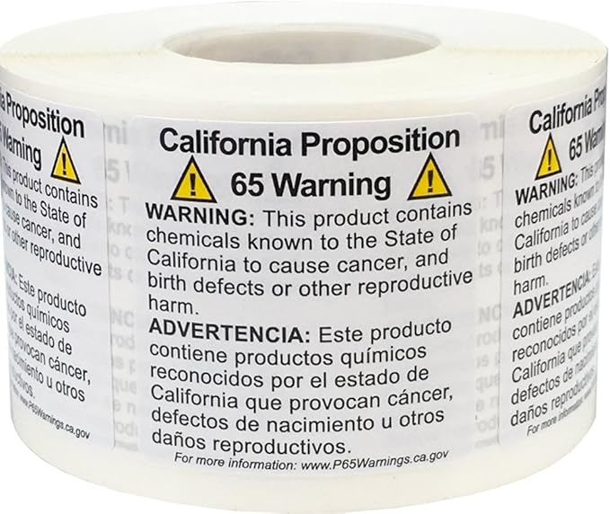 California Proposition 65 Warning Labels Short Form 1 1/2 x 1 1/2 Inch Square 500 Adhesive Stickers