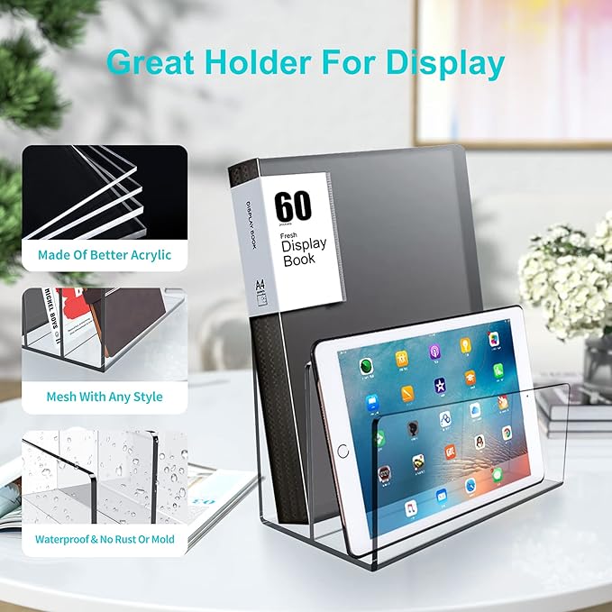 Boloyo Acrylic File Holder,2PC 2 Sections Clear File Organizer Mail Letter Sorter Desktop Folder Holder for Home Office School Envelope Bill Filling Paper Document
