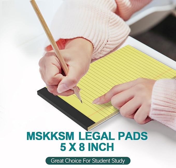 Note Pads 5x8, 4 Pack Small Legal Pads 5x8 Yellow Pad, College Ruled Legal Notepads, Lined Pads of Paper 5x8 Yellow Paper Writing Pads, 30 Sheets Per Notepad for School, Home, Office, Business