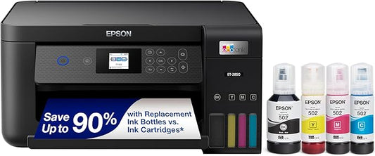 Epson EcoTank ET-2850 Wireless Color All-in-One Cartridge-Free Supertank Printer with Scan, Copy and Auto 2-Sided Printing - Black, Medium