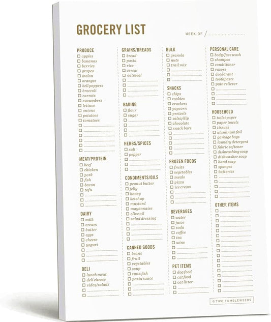Grocery List Magnet Pad for Fridge - 6 x 9" - Grocery Shopping Checklist Notepad with Categories - 50 Sheets