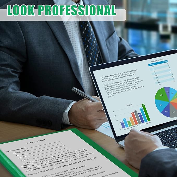 Teling 48 Pcs Clear Front Report Covers with Prongs Plastic Presentation Folders 3 Prong Resume Portfolio Folder for School(Green)