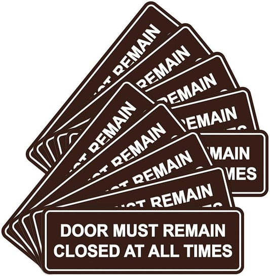 Signs ByLITA Standard Door Must Remain Closed At All Times Sign (Dark Brown) - Large 10 Pack