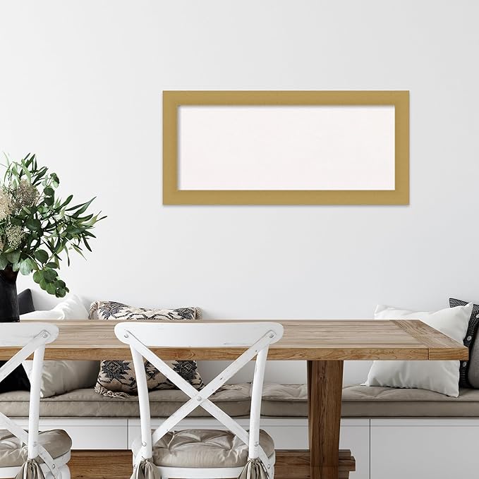 Amanti Art White Cork Board for Wall, 16x34 Vision Board with Gold Frame, Medium Corkboard Office Decor for Home Organization, Casual Corkboard Pinboard to display items for home organization