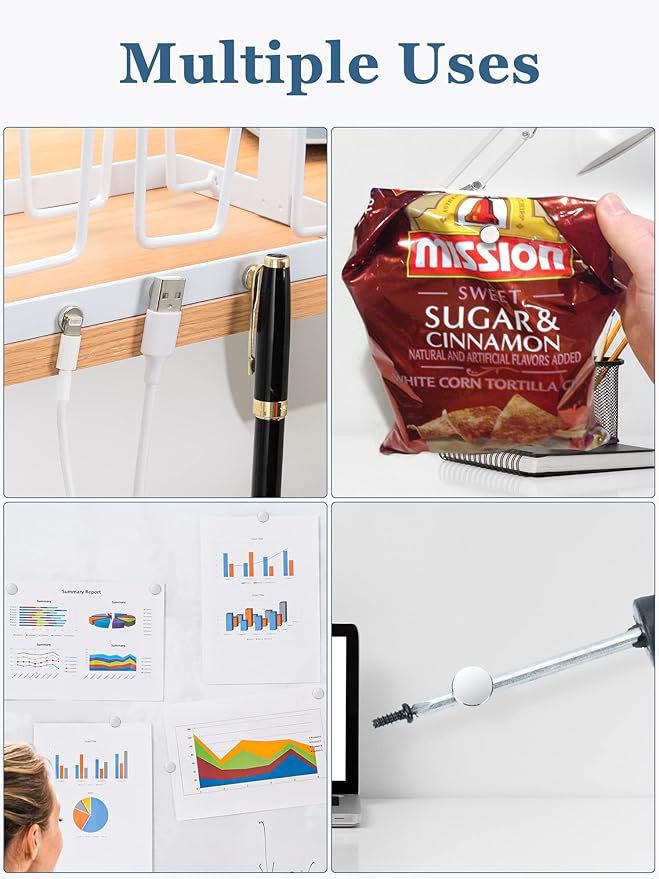 SMARTAKE 100 Pcs Refrigerator Magnets, 10x2.3mm Small Round Fridge Magnet, Multi-Use Premium Neodymium Office Magnets for Fridge, Whiteboard, Billboard in Home, Kitchen, Office and School (Silver)