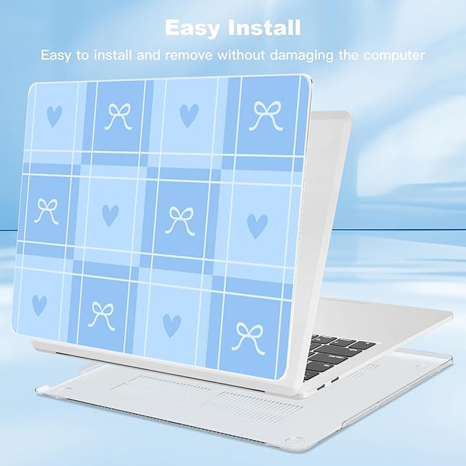 Teryeefi for MacBook Pro 13 inch Case A2338 M2 M1 Chip A2251 A2289 A2159 A1989 A1706 (2025 2024 2023 2022-2016) Release, PC Hard Shell with Keyboard Cover Trackpad Film Type C Adapter, Blue Bow 139