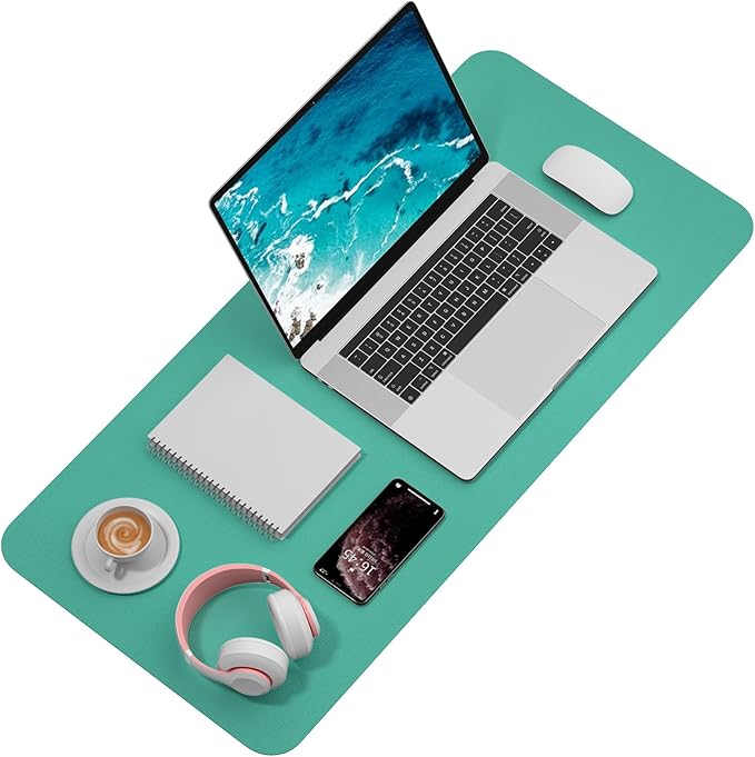 Hsurbtra Desk Pad, 35.5" x 17" PU Leather Desk Mat, XXL Extended Mouse Pad, Waterproof Desktop Blotter Protector, Non-Slip Ultra Thin Large Laptop Keyboard Writing Mat for Office Home, Fruit Green
