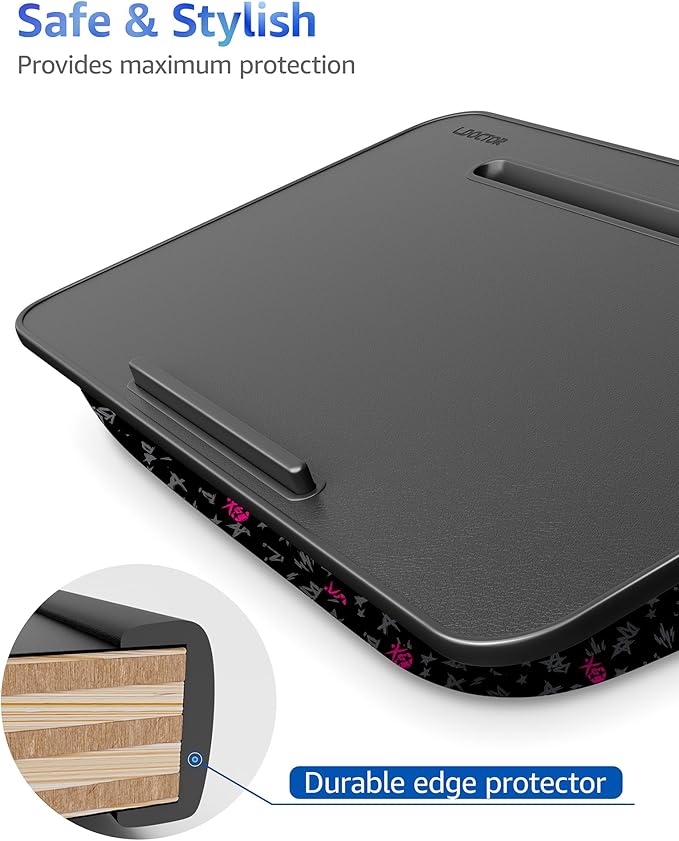 Lap Desk - Portable Laptop Stand & Desk, Fits Up to 17.3 in, Washable Cushion, Built-in Phone Holder & Mouse Pad - Gaming, Eating, Writing, Working on Bed, Couch,Floor - L.DOCTOR(Large, Crown Skull)