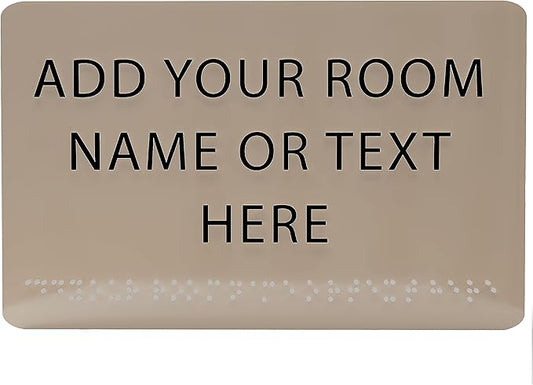 9" X6" Personalized Custom Sign - ADA Compliant Tactile Graphics Grade 2 Braille Text Acrylic Wall Signs - Add Your Room Name Text Sign for Home School Office Business Workplace