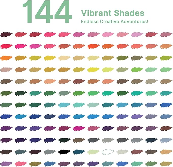 Tongfushop 144 Colors (16 Metallic) Acrylic Paint Marke, Dual Fine & Brush Tip Paint Pens, No Bleed & Quick-Dry with Case for Rock Painting, Canvas, Wood, Ceramic, Glass, Adult & DIY Art Supplies