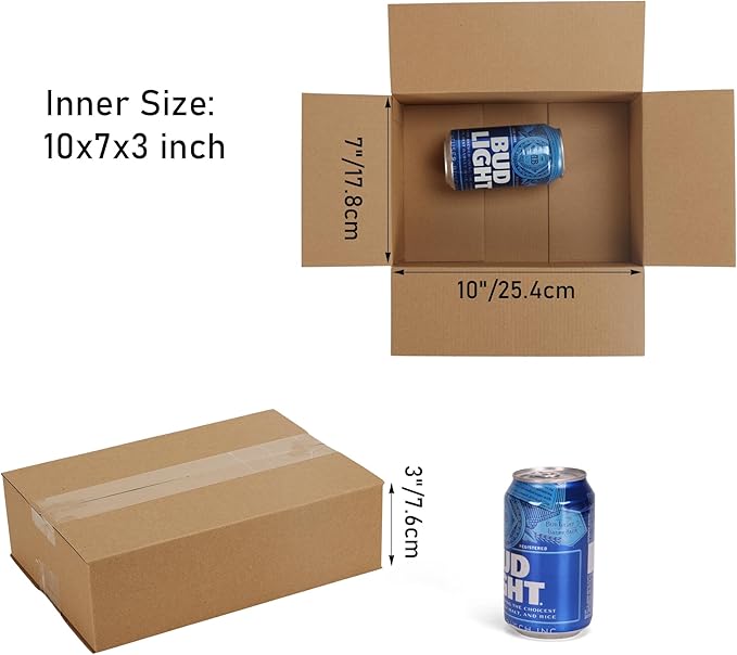 CRUGLA 40 Packs 10x7x3 Shipping Boxes for Small Business, Corrugated Cardboard Boxes Bulk for Shipping Packing Mailing