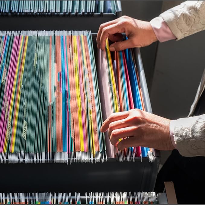 Extra Capacity Hanging File Folders, RAZCC 60 Pack Letter Size Reinforced Hanging Folders with Heavy Duty 2 Inch Expansion for Bulky Files, Filing Cabinet, Adjustable Tabs, Assorted Colors