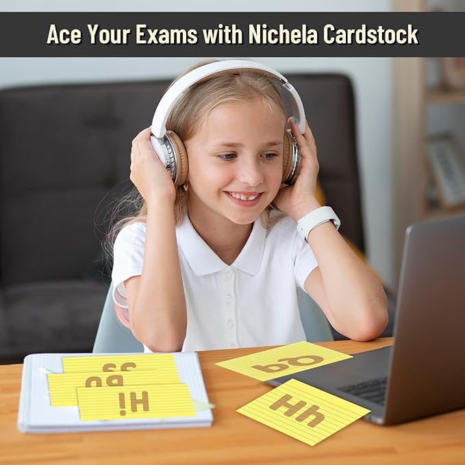 300 Count Index Cards 3 x 5 Inch Ruled Yellow Index Cards, Flash Cards College Ruled for School, College, Office and Home Organization, Durable Study To Do List Note Cards with Ruled Lines