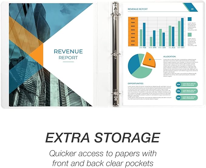 Samsill 1 Inch 3 Ring Binder, Made in USA, Economy Round Ring, Clear View Cover, 200 Sheet Capacity - for School, Home, Office - Pearl White