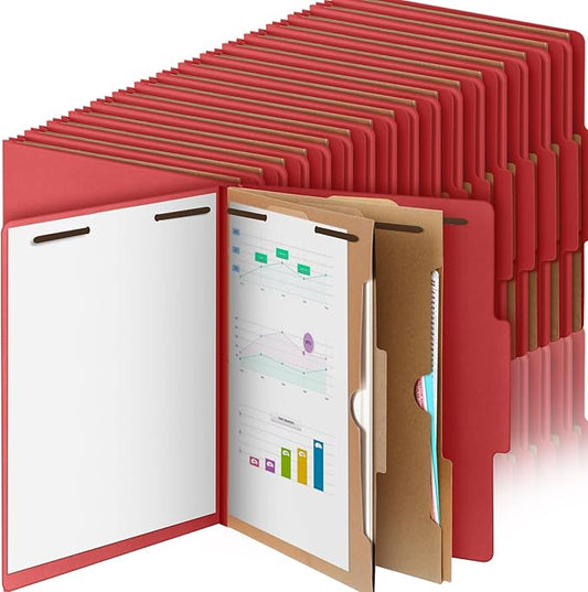 Skyygemm 36 Pcs Classification Folders Letter Size, 2 Pocket Dividers Pressboard File Folder with Fasteners, Expanding File Organizer Bulk for Teachers, Clergy, Office, Church, Christmas (Red)