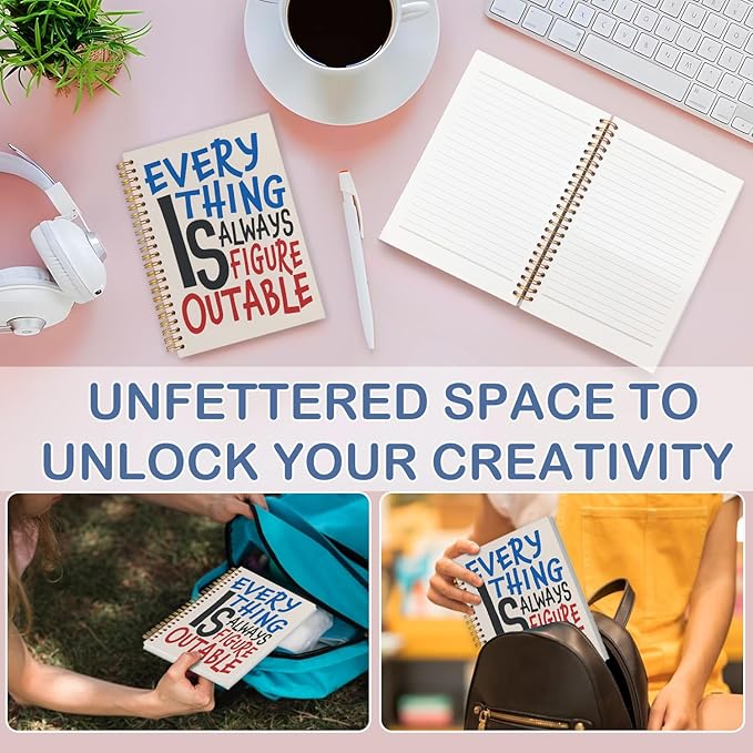 SNNDER Everything Is Figureoutable Inspirational Notebook Journal, Affirmation Journal for Women Men, Positive Affirmation Gifts, Motivational Hardcover Spiral Notebooks 5.5x8.3 Inch