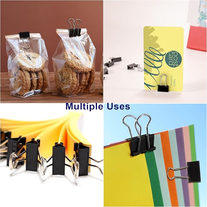 Ufmarine 120 Pcs Mini Binder Clips, Small Binder Clips Black, 15mm Paper Clips for Office