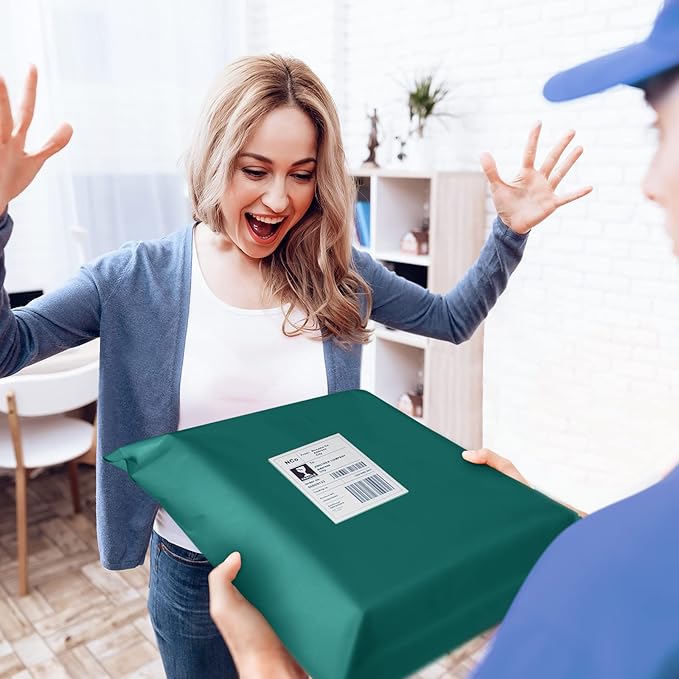 Fuxury 500 Pcs Poly Mailers 14.5x19 Inch, Bulk Shipping Bags for Clothing, Strong Adhesive Shipping Envelopes for Small Business Suppliers,Waterproof Mailers Poly Bags Mailing Envelopes Green