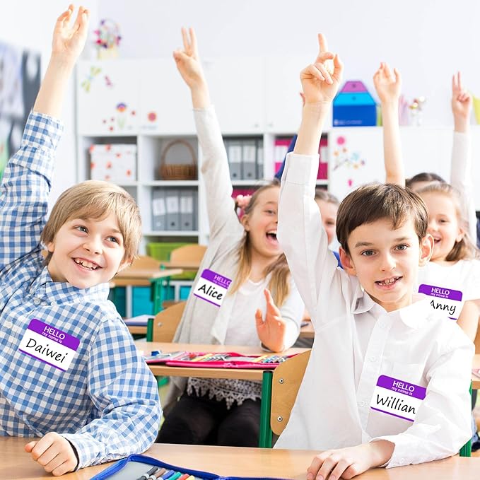 Zacool 480 Pcs Purple Hello My Name is Name Tags, 3" x 2" Custom Paper Labels for School, Office, Party