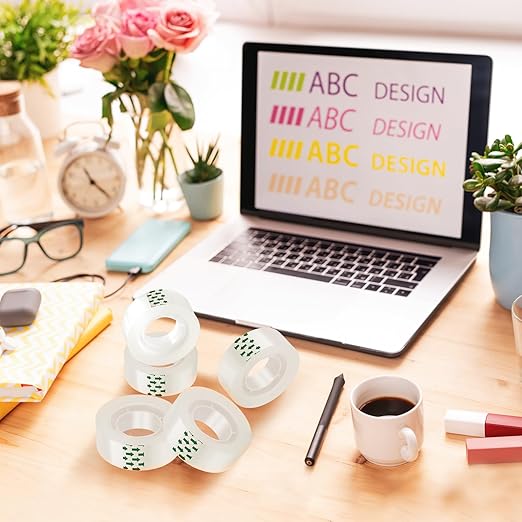 48 Rolls Clear Tape, Transparent Tape Refills, Gift Wrap Tape 3/4 * 1000 inch for Gift Wrapping for Office, Home, School