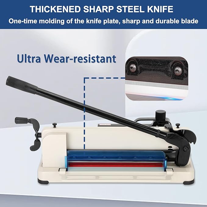 12 Inch Heavy Duty Paper Cutter,Guillotine Paper Cutter Heavy Duty for A4 Paper,Stack Paper Trimmer 400 Sheet Capacity,White A4 Guillotina para Papel for Office Home School.