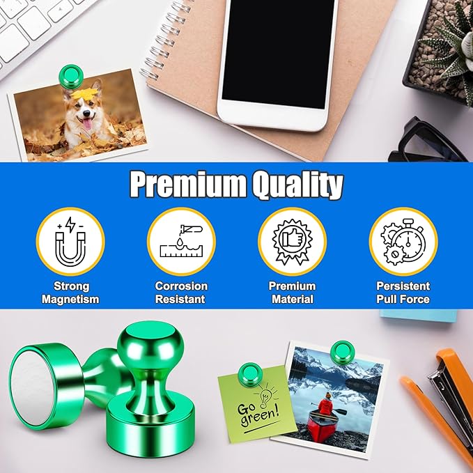 120PCS Strong Refrigerator Magnets,Green Metal Magnetic Push Pins, Strong Magnets for Whiteboard, Magnetic Clips Heavy Duty for Lockers, Kitchen, Office, Home Decorative, Desk Accessories