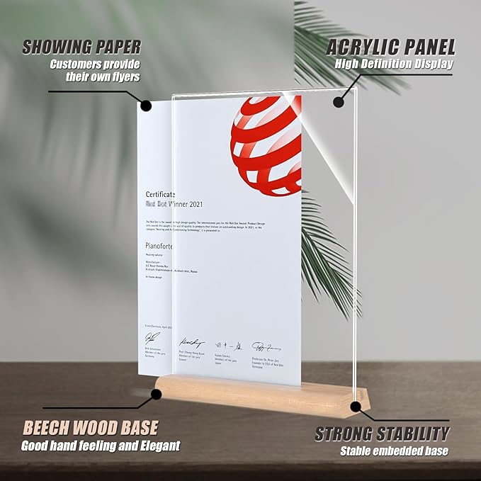 Acrylic Sign Holder 5.5 x 8.5inches, Combined L or T-Shaped dispaly, High Transparency Table Card Stand for Advertisement,Notice,Welcome,Honor,Number or other Flyers(3 packs)