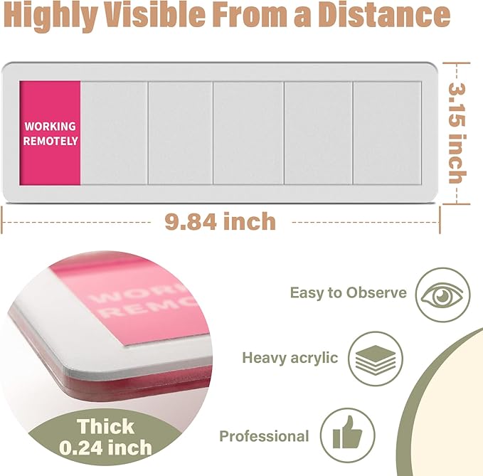 Office Door Sign-6 Options Door Signs for Office In A Meeting Sign/Out Of Office/Do Not Disturb/Working From Home/Please Knock/Back Soon Privacy Office Slider Sign for Meeting & Conference Room Black