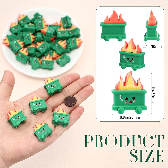40 Set Resin Dumpster Trash Shape with Fire Gift Team Employee Appreciation Gift Emotional Desk Accessories for Staff Teacher Office Coworker Nurse Medical Volunteer Favor (Green)