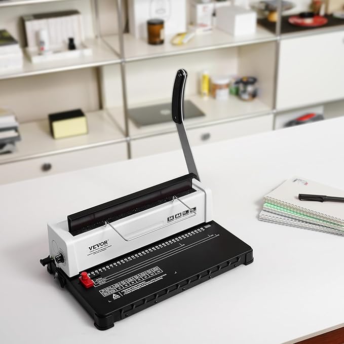 VEVOR Coil Spiral Binding Machine, Manual Book Maker 34-Holes Binding 120 Sheets, Punch Binder Adjustable 3/16" - 9/16" Coil Binding Spines, for Letter Size, A4, A5