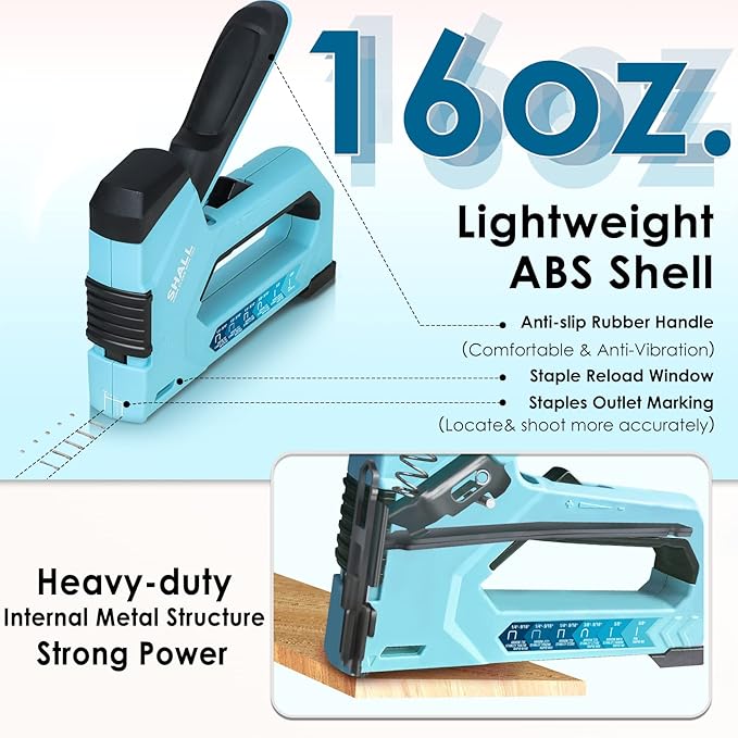 SHALL 6-in-1 Staple Gun Heavy Duty - Upholstery Stapler Nail Gun with 4000 Counts Staples, Manual Brad Nailer with Staple Remover for Wood, Crafts, Fabric, Cable, Wall, Decoration, Furniture