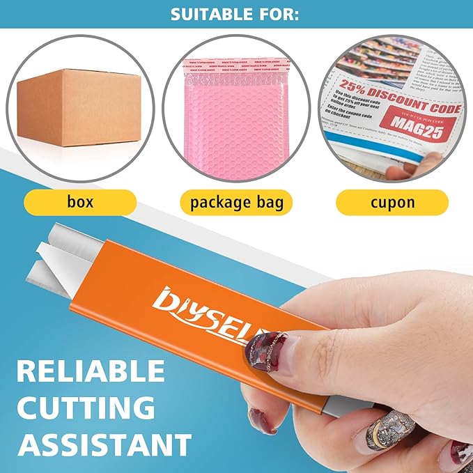 DIYSELF 12 Pack Box Cutters, Utility Knife Retractable, Exacto Knife, Box Cutter Knife Metal Sheath, Razor Knife for Packages, Letters and Papers, Utility Knife with Single Edge Razor Blade (Orange)