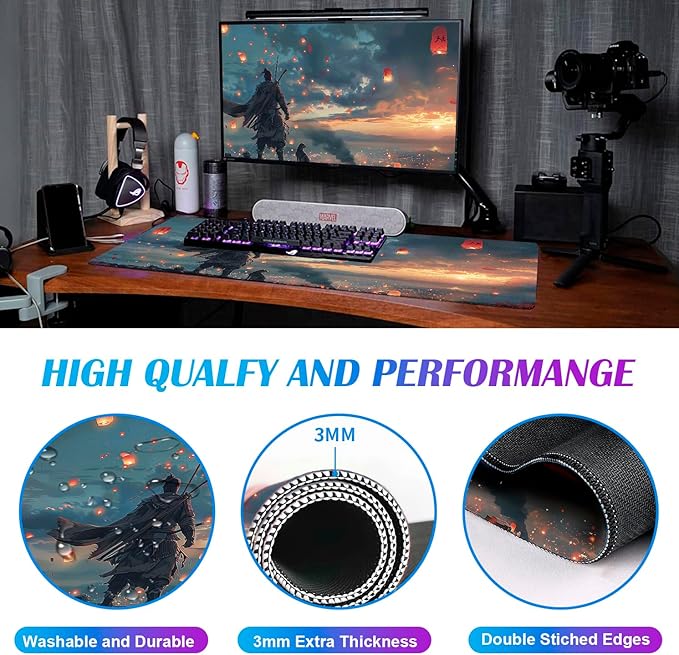Fantasy Wuxia Extended Anime Mouse Pad, Large Gaming Mouse Pad XXL Laptop Mouse Keyboard Pad 35.4 x 15.7-Inch Office Desk Decoration