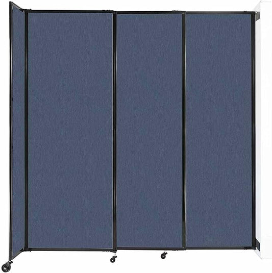 Wall-Mounted Sliding StraightWall Room Divider | Adjustable Widths | Locking Wheels | Room Separator | Up to 7'2" Wide x 7'6" Tall Ocean Fabric Panels