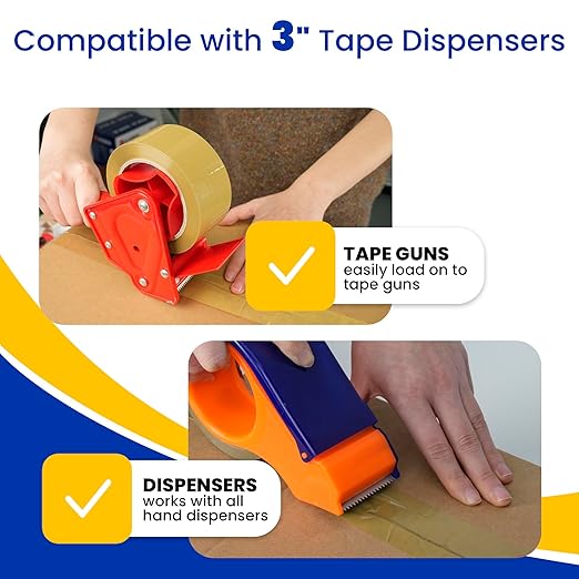 TAPEBEAR Low Noise Brown Packing Tape 72 Yards Extra Length, 1.88Inch-Wide Packaging Tape Refills, Secure Sticky Brown Tape 2.6Mil Heavy Duty for Moving, Shipping, Sealing, 6Rolls Total 432Yards