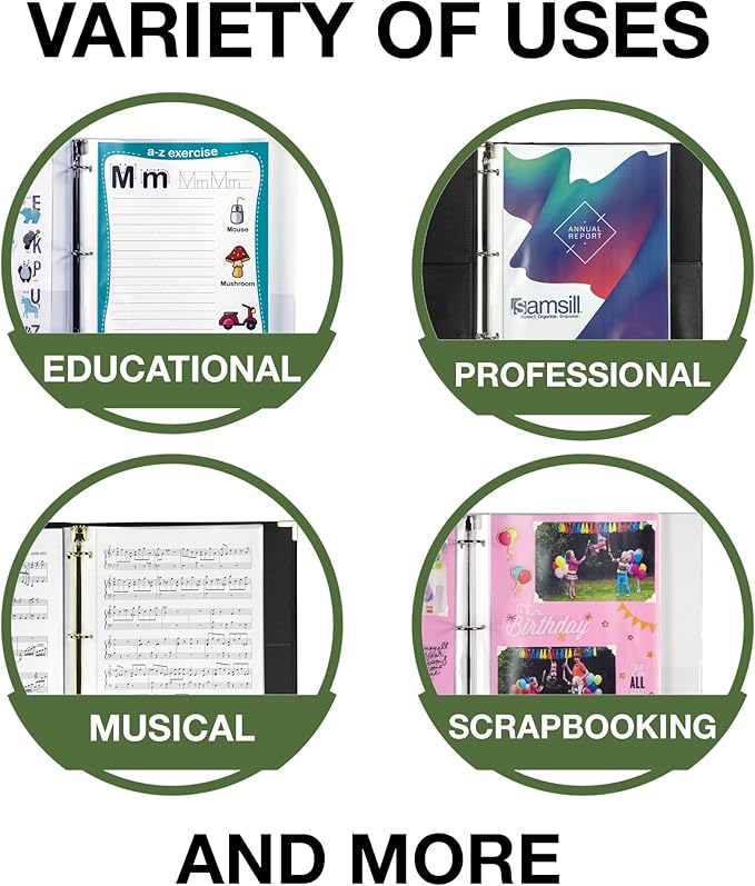 Samsill 100 Pack Sheet Protectors, 8.5x11 Inch Page Protectors for 3 Ring Binder, Standard Weight, Clear Protector, Letter Size, Top Loading, Acid Free