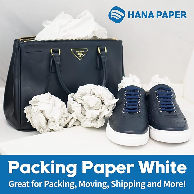 HANA PAPER 30.5" x 17" Large size (250 sheets, 9.5lb) Packing Paper Sheets for Moving, A grade of Newsprint paper for wrapping, storage, shipping. Box packaged. Ideal for wrap dish, glassware.