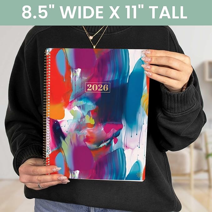 bloom daily planners 2026 Planner (January to December) - 8.5” x 11” Weekly & Monthly Dated Agenda Organizer Book with Stickers & Tabs - Flexible Soft Cover - Brilliant Brushstrokes