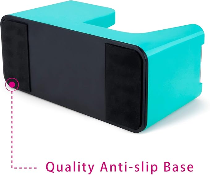 ABEL SimpleWork Desktop Tape Dispenser, Aqua, 1 in Core, Non-Skid Weighted Base, Tape Cutter for Office, Home, School, and Crafts