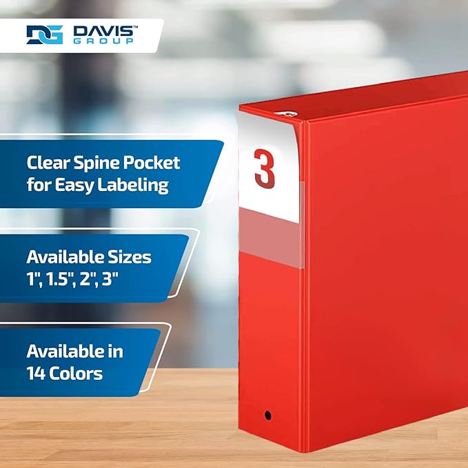 Premium Economy 6-Pack 3-Ring Binders for School or Office, Round-Ring Binders, 3 Inch, Red