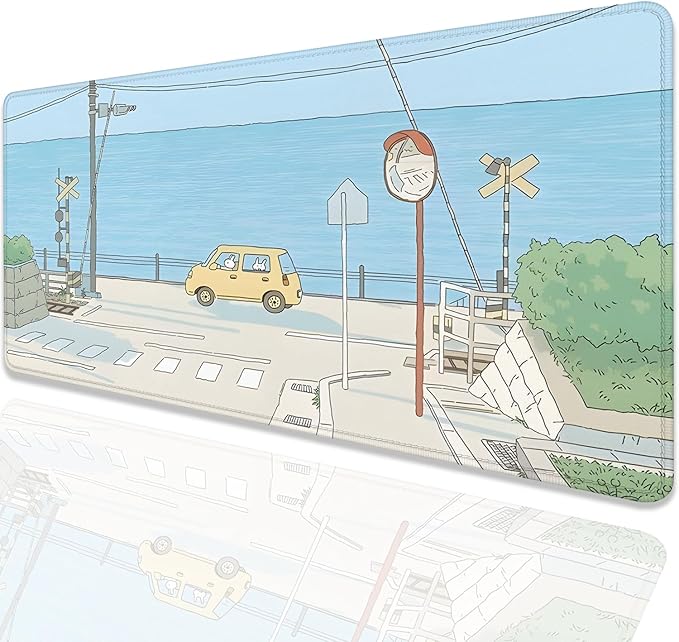 Cute Desk Mat Kawaii Anime Large Gaming Mouse Pad Cartoon Rabbit Desk Pad,Stitched Edges Non-Slip Waterproof Rubber Base Mous Mat for Office,Computer,Keyboard,Laptop and Home Desk Pad(27.5X11.8 in)