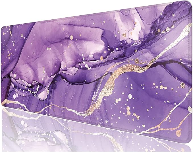 Desk Mat, 32" x 12" XXL Extended Large Gaming Mouse Pad, Desktop Decor Desk Pad, Cute Men Women Office Supplies and Accessories, XL Mouse Mat for Laptop & Keyboard, Purple Marble