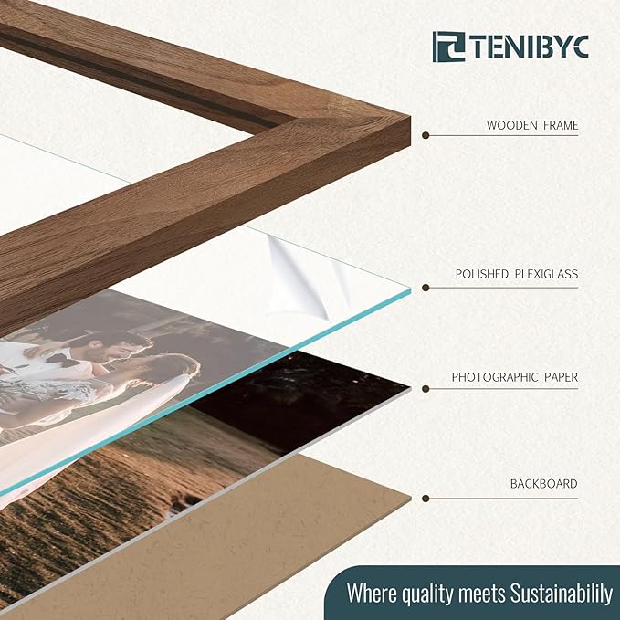 18x24 Frame Walnut 4 Pack, Brown Wood 18 x 24 Poster Frame, Display Pictures, Posters, Puzzles, Horizontal or Vertical Wall Hanging